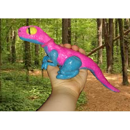 pink & dark blue baby velociraptor